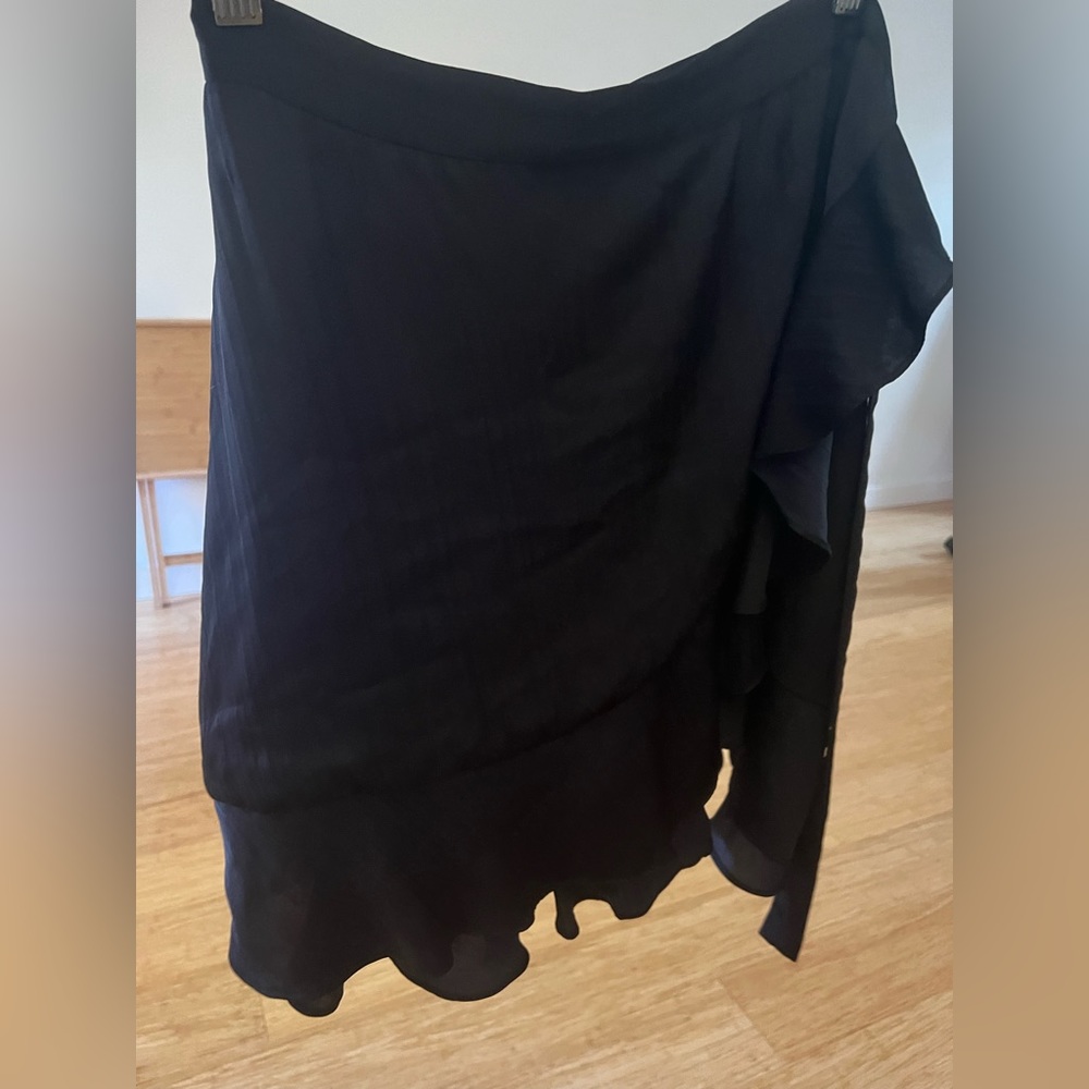 Anthropology Maeve Ruffle Wrap Skirt | size Large | color Black